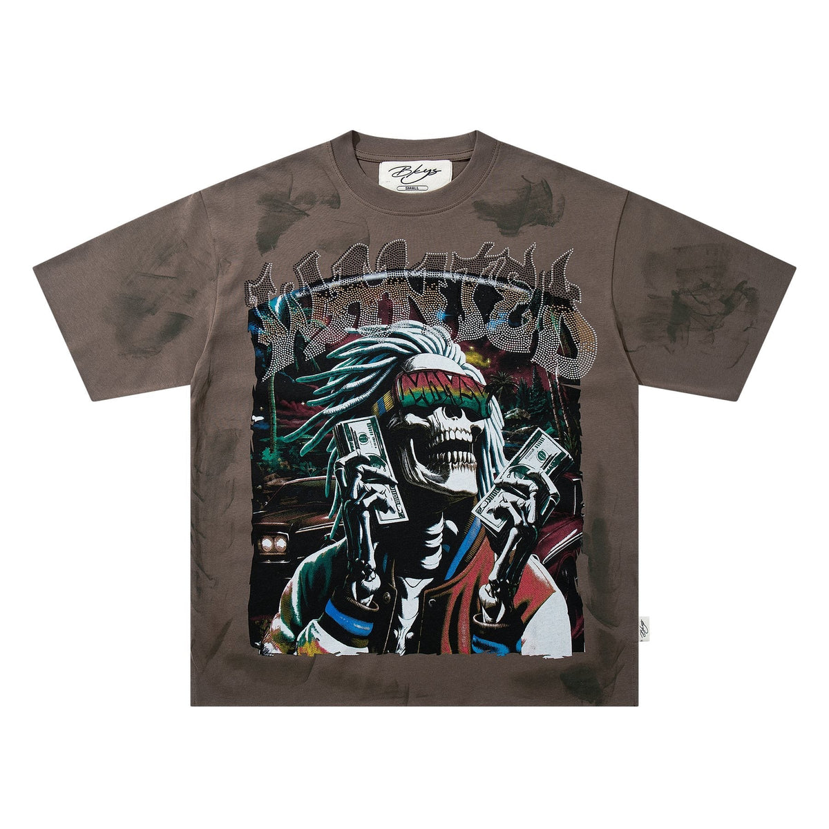 BKYS Revival Rich Death Rhinestone Graphic T-Shirt