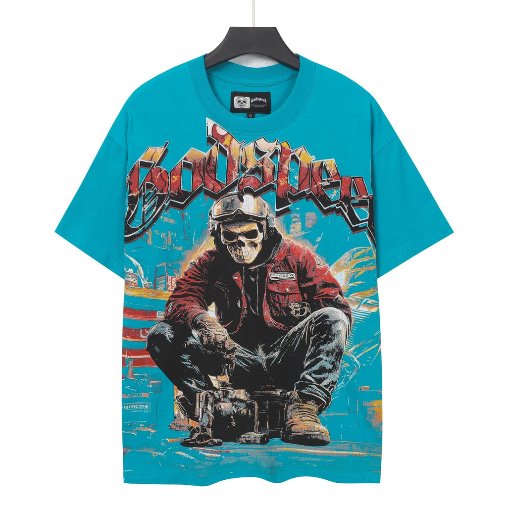 Godspeed Biker Workshop Graphic T-Shirt