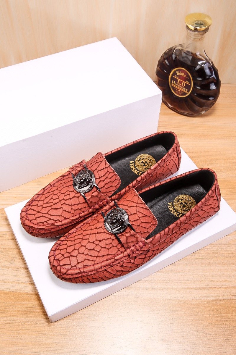 Versace Reddish Brown Patterned Loafers