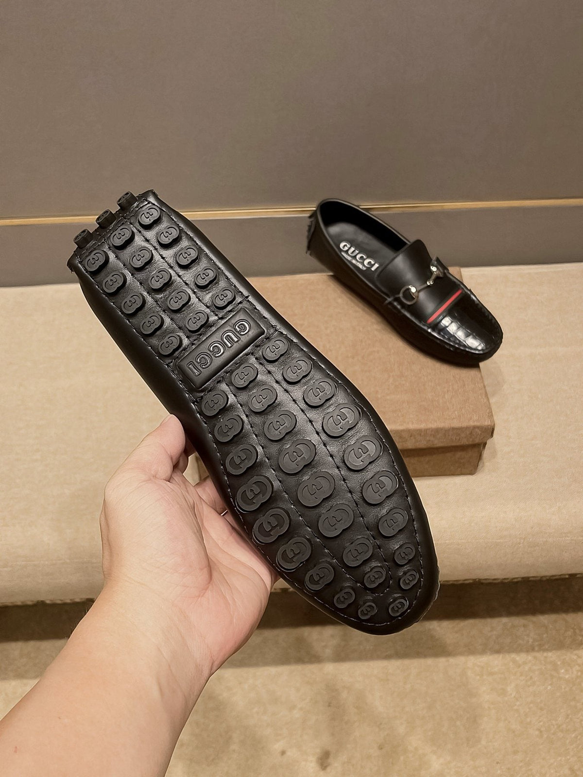 Gucci Men's Black Stripe Bit Loafers
