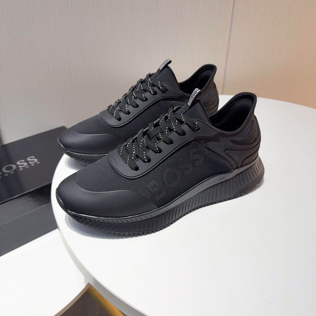 BOSS Black Knit-Look Low-Top Sneakers
