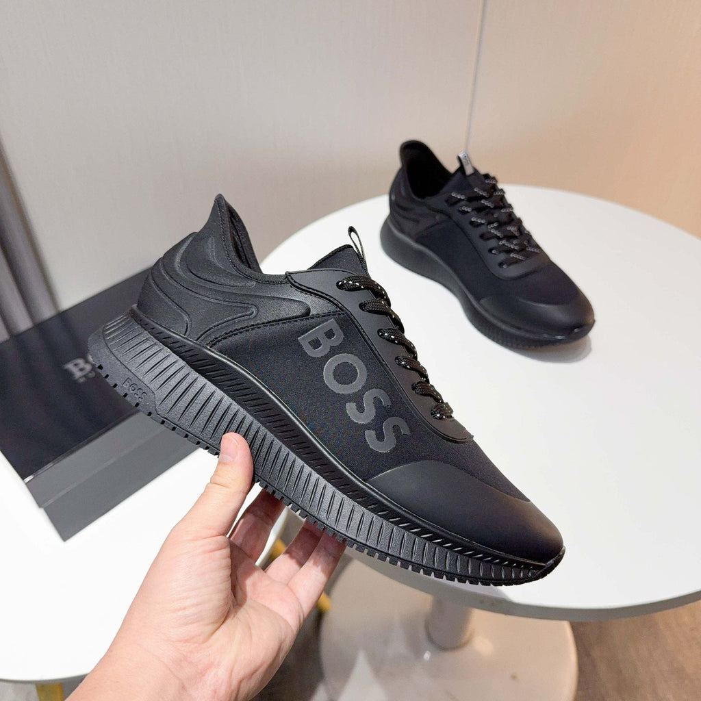 BOSS Black Knit-Look Low-Top Sneakers