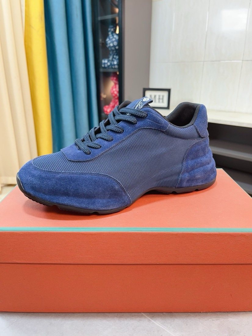 Loro Piana Blue Lace-Up Sneakers