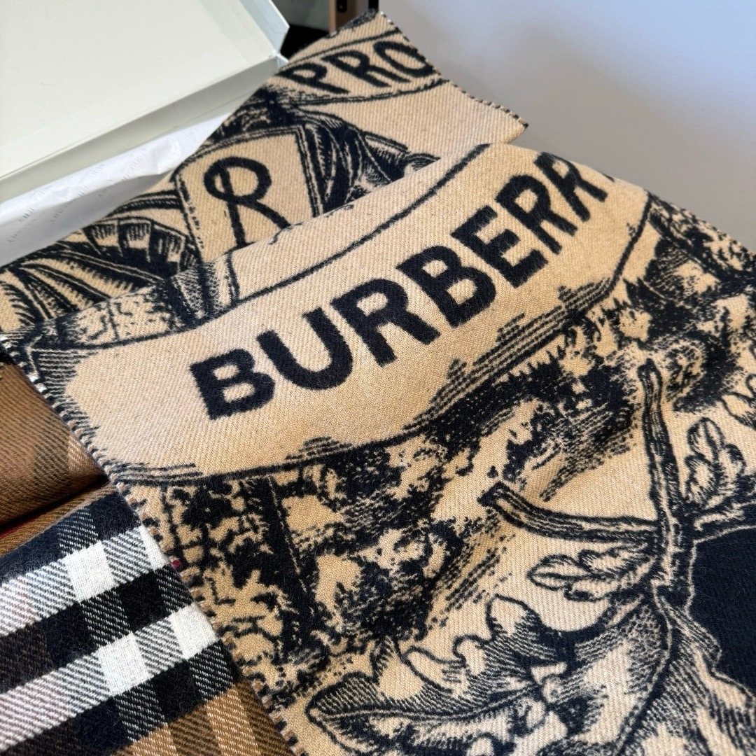 Burberry Check and Equestrian Knight Fringed Scarf