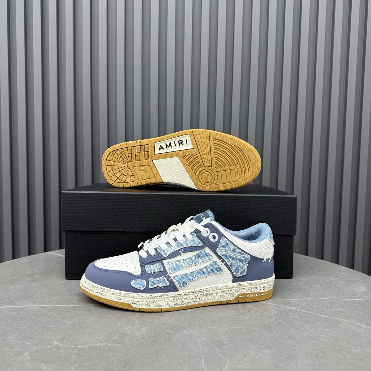 Amiri Light Blue Patchwork Sneakers