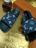 Louis Vuitton Navy Monogram Slide Sandals