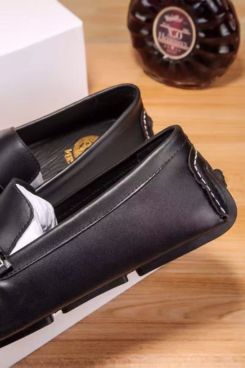 Versace Black Metal-Accent Loafers
