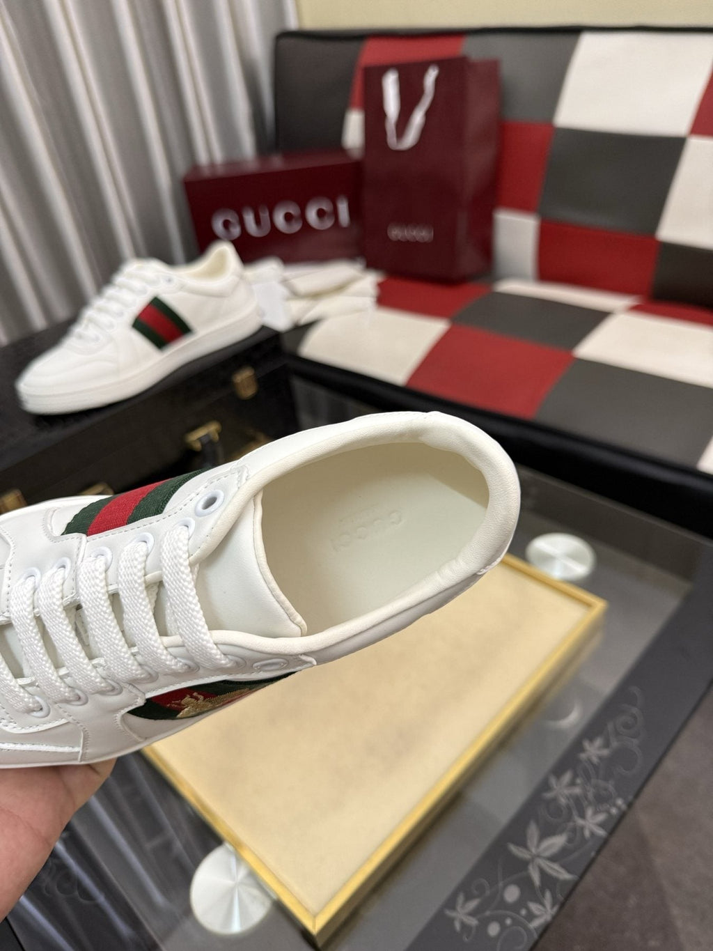 Gucci Green and Red Stripe Bee Sneakers