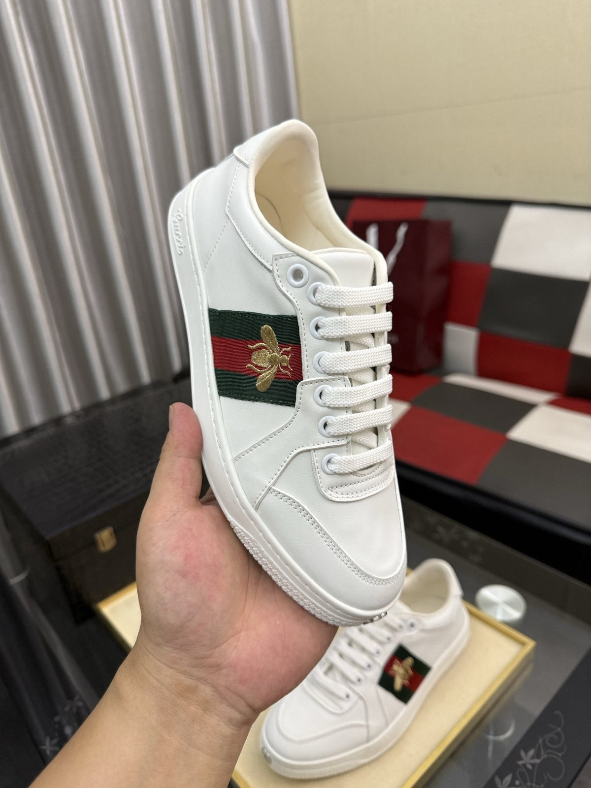 Gucci Green and Red Stripe Bee Sneakers
