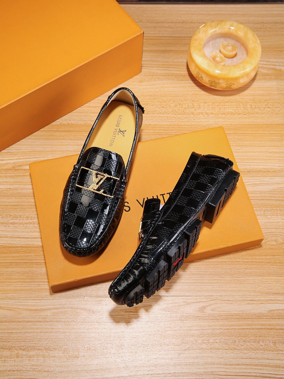 Louis Vuitton Men's Black Buckle Driving Loafers