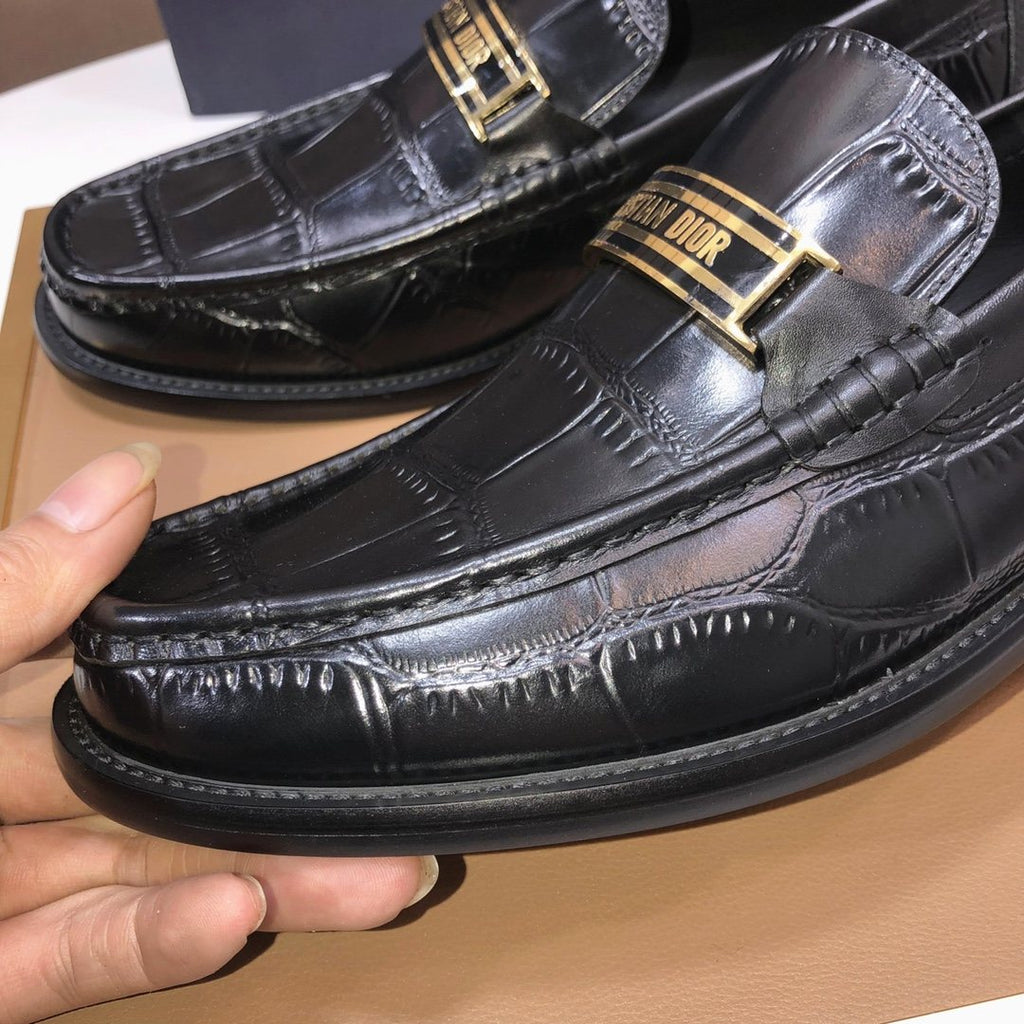 Dior Black Embossed Loafers