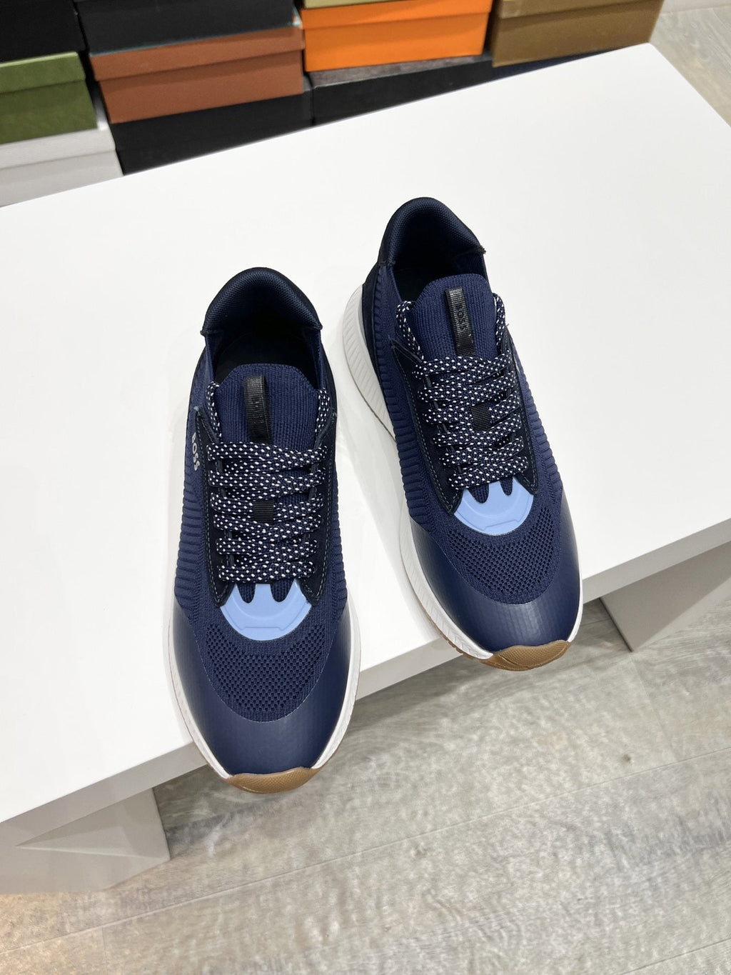 BOSS Men's Knit Ribbed-Sole Sneakers