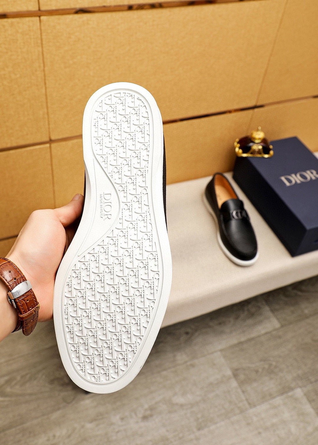 Dior Textured Leather Slip-On Shoes