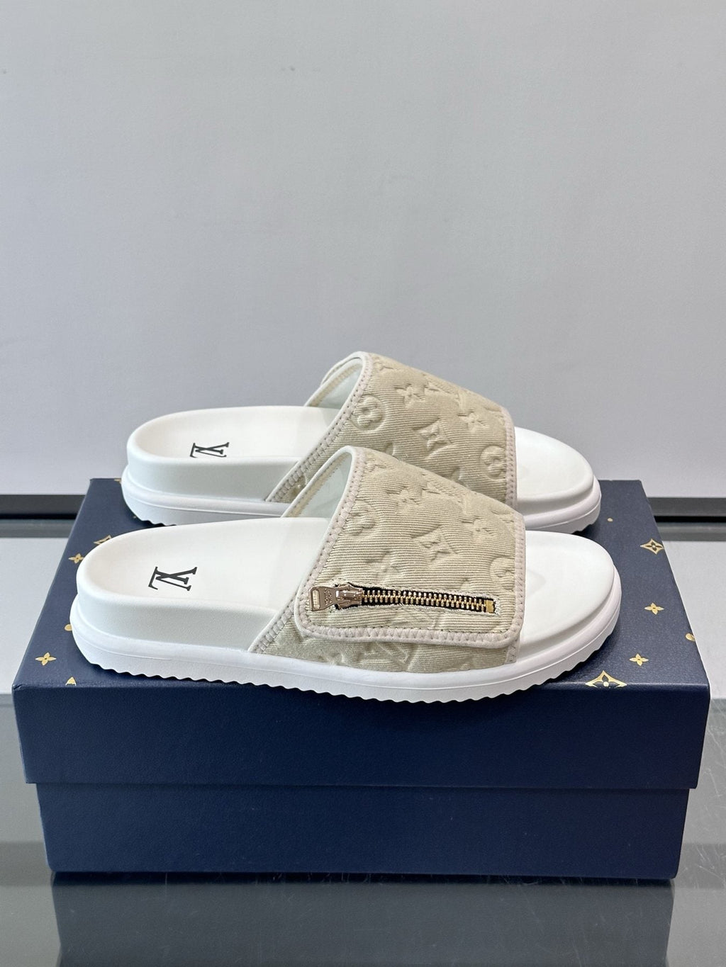 Louis Vuitton Embossed Monogram Slide Sandals