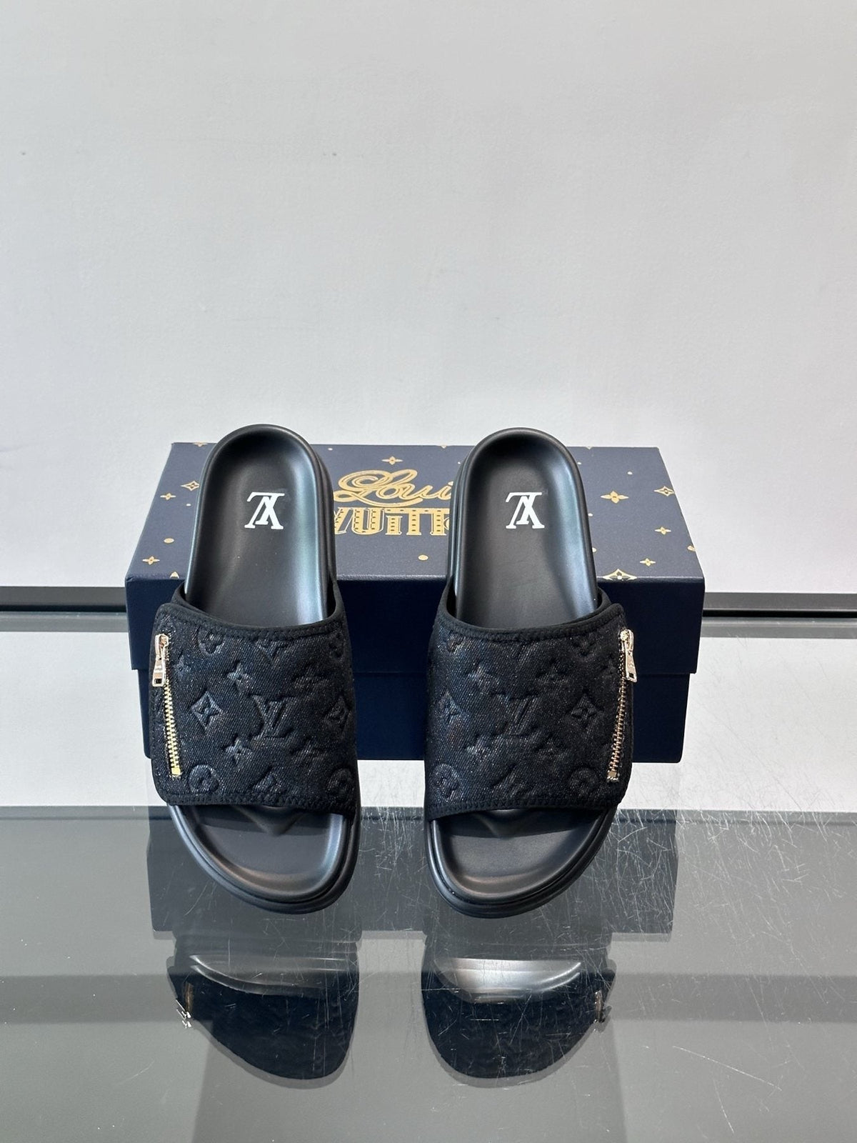 Louis Vuitton Embossed Monogram Slide Sandals