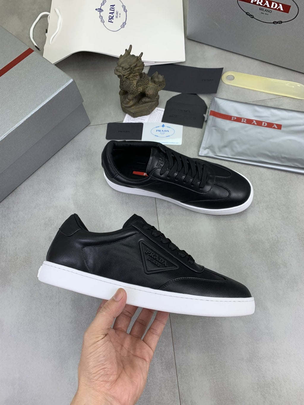 Prada Paneled Low-Top Sneakers