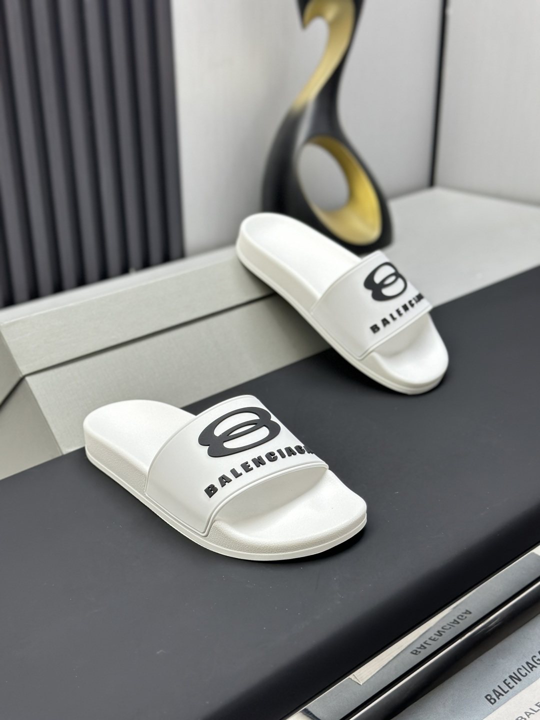 Balenciaga Logo Strap Slide Sandals