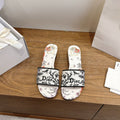Dior Women's Floral Embroidered Block-Heel Slide Sandals