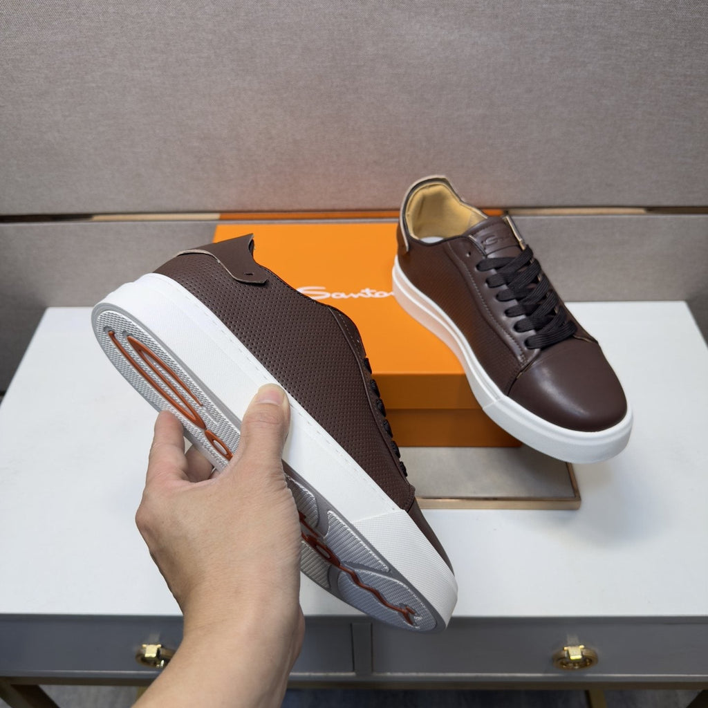 Santoni Navy Blue Low-Top Sneakers