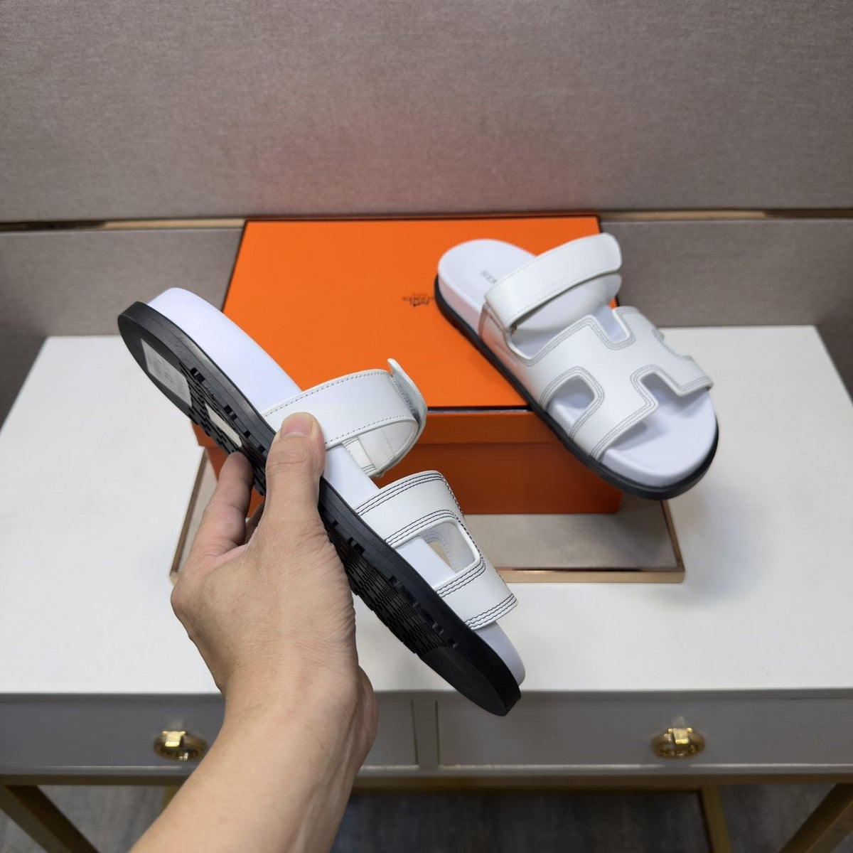 Hermès Cutout Slide Sandals
