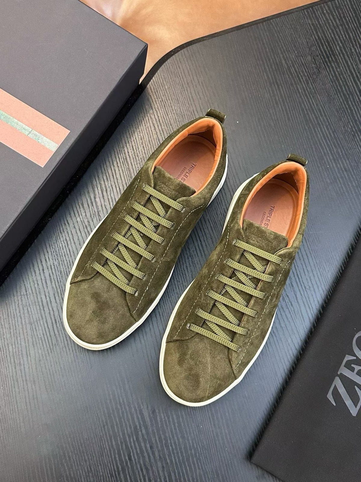 Zegna Brown Lace-Up Sneakers