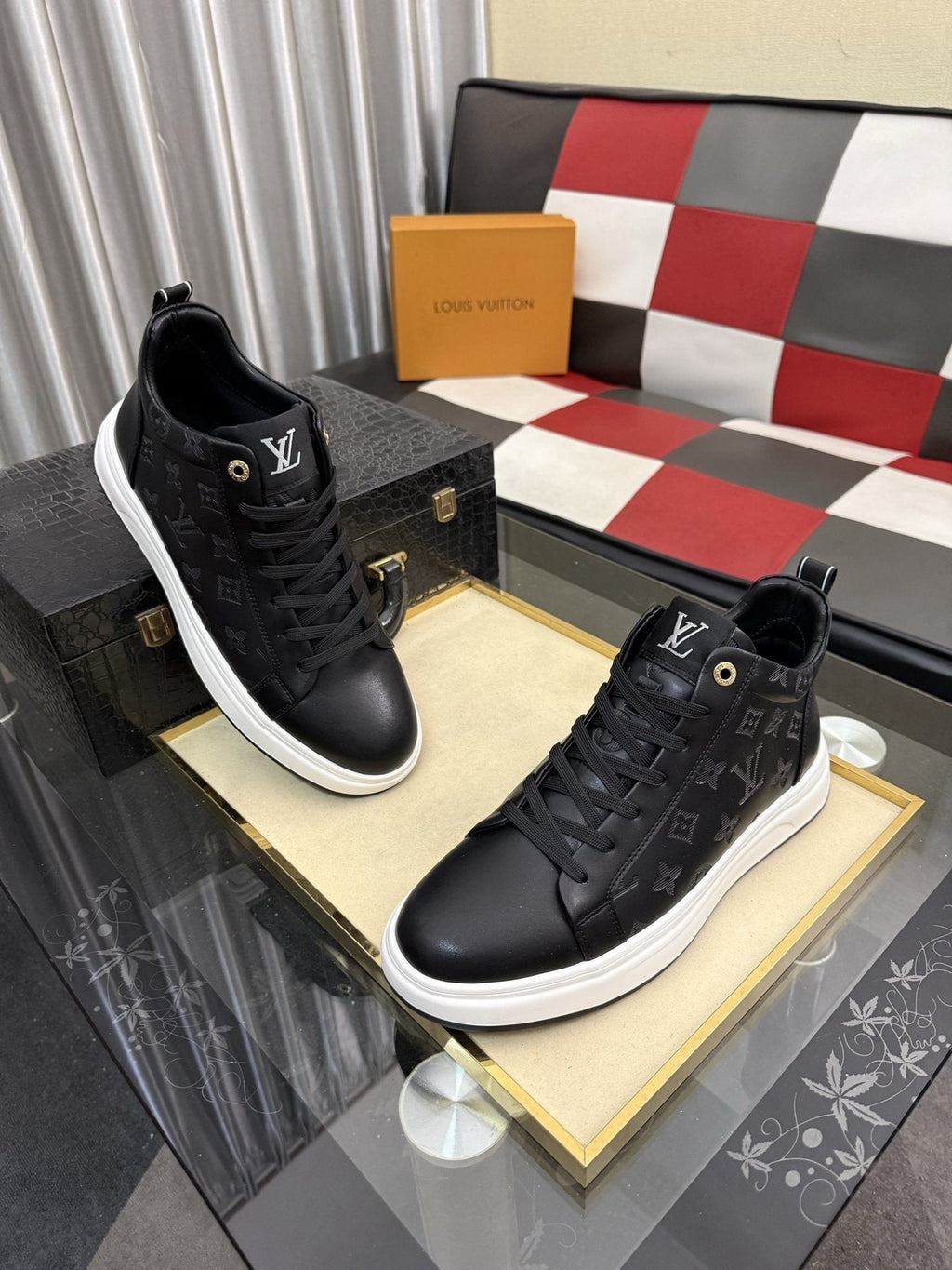 Louis Vuitton Embossed High-Top Sneakers