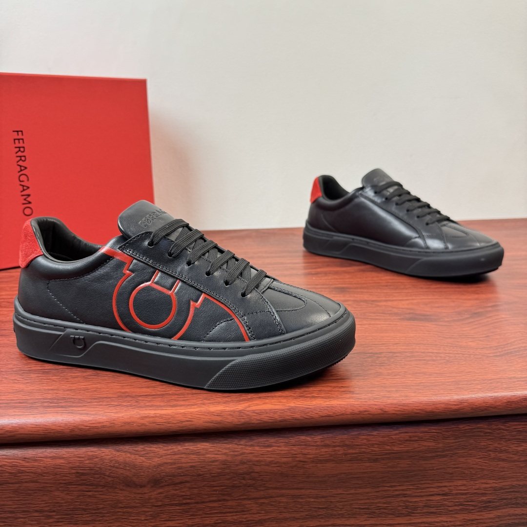 Ferragamo Men's Gancini Low-Top Sneakers