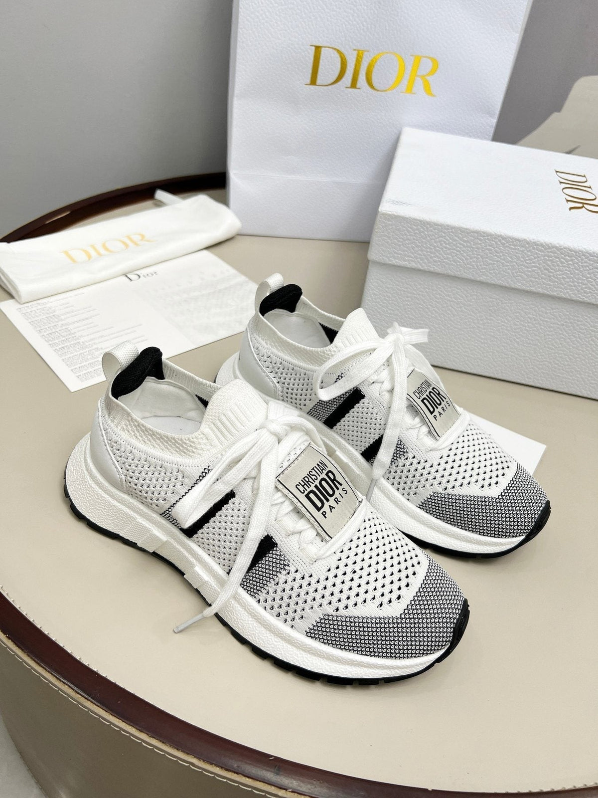 Dior Knit Lace-Up Sneakers - Padded Collar