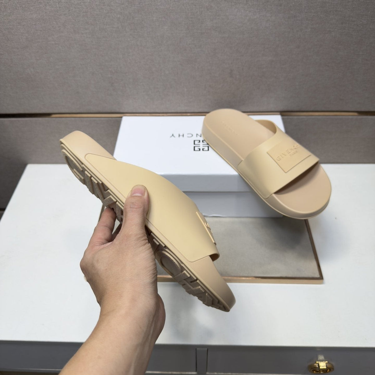 Givenchy Men's Logo Strap Slide Sandals - Contoured Footbed
