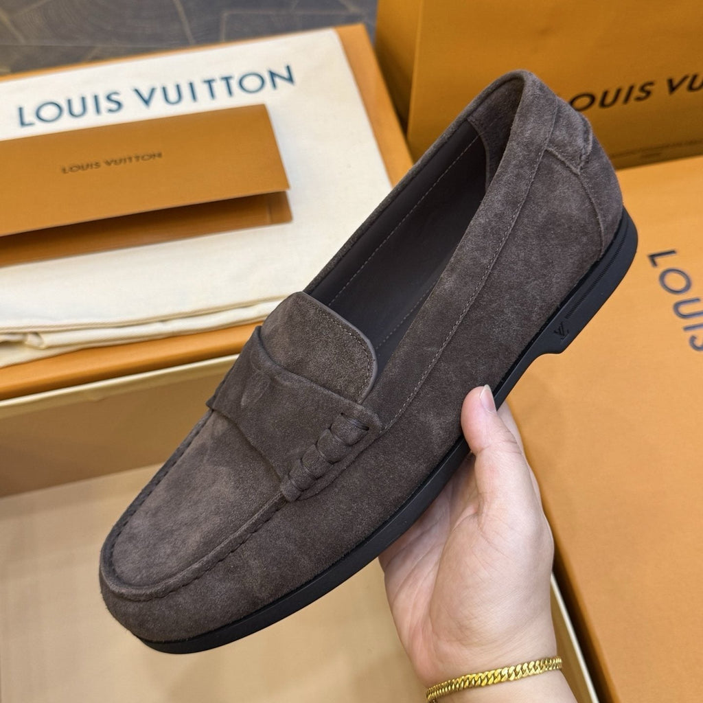 Louis Vuitton Men's Charcoal Gray Suede Loafers
