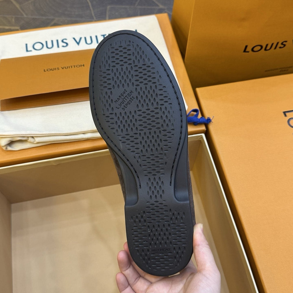 Louis Vuitton Men's Charcoal Gray Suede Loafers
