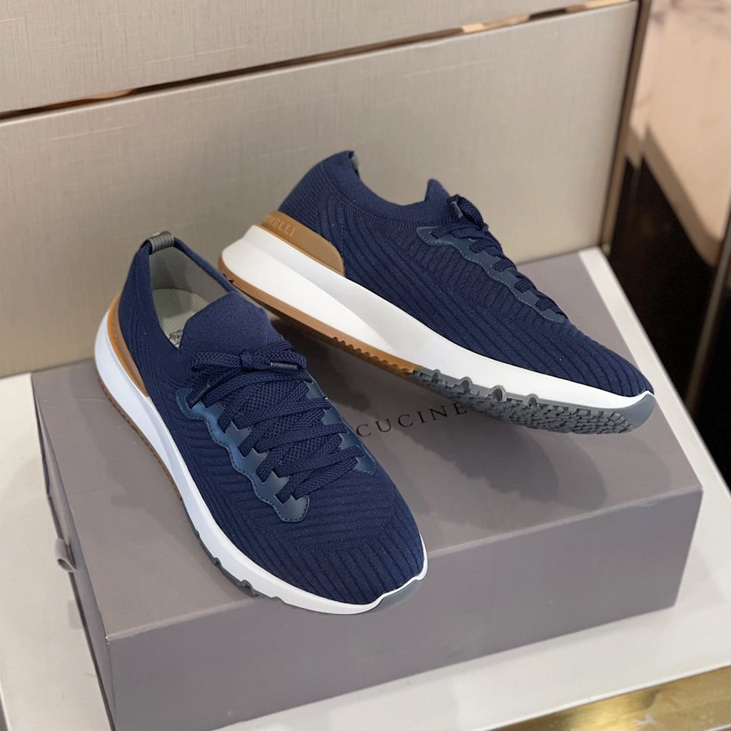 Brunello Cucinelli Men's Knit Lace-Up Sneakers - Textured Knit Upper