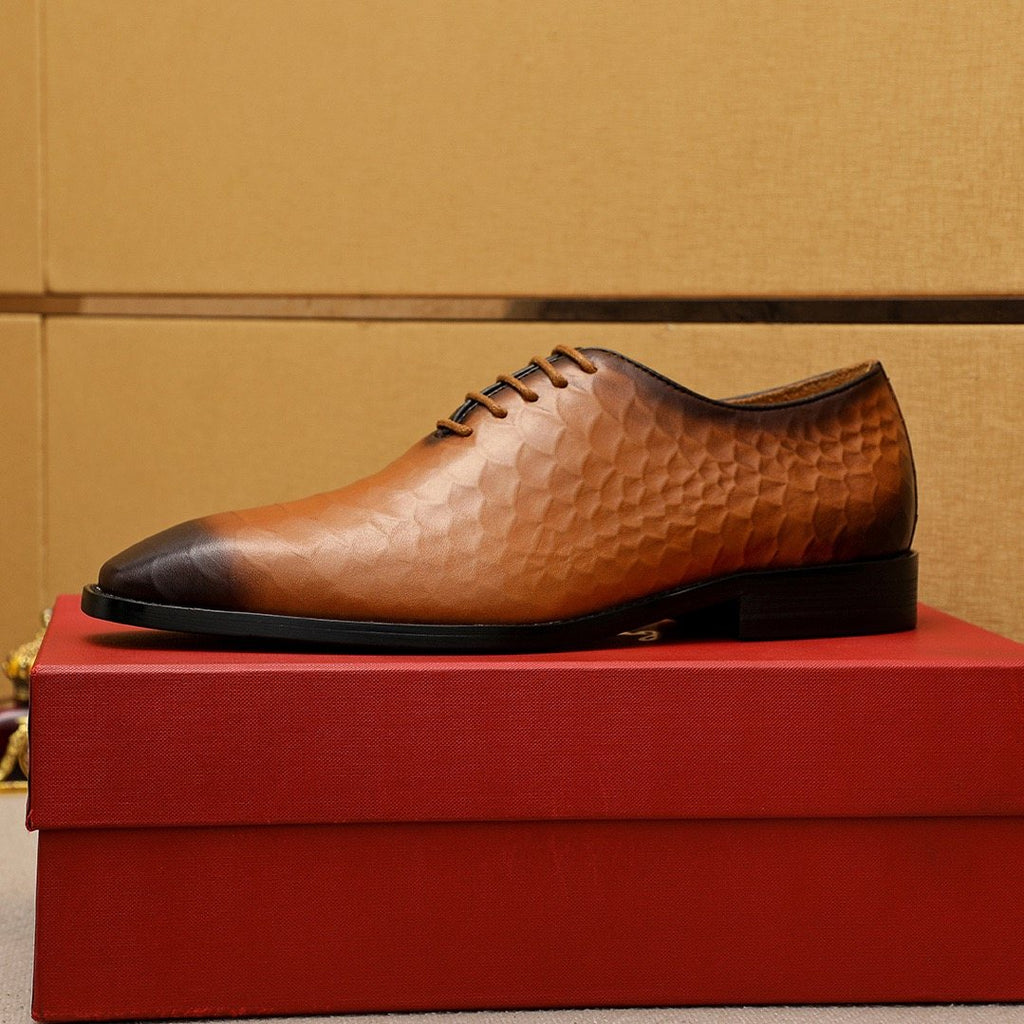 Ferragamo Men's Textured Lace-Up Dress Shoes