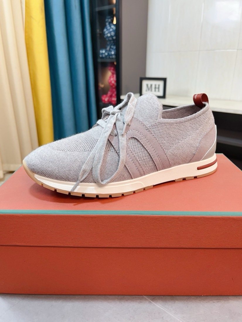 Loro Piana Men's Knit Lace-Up Sneakers