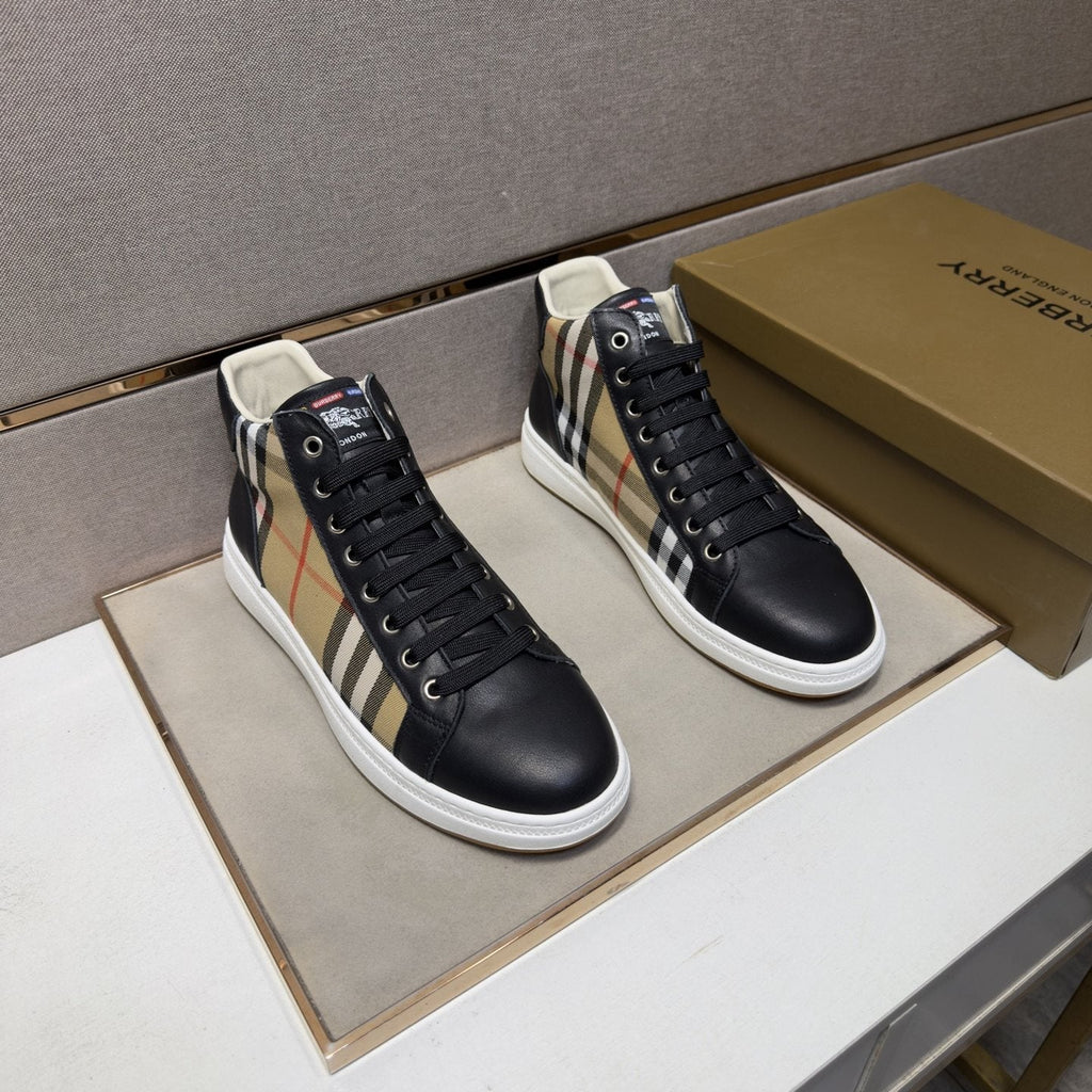 Burberry Men's Plaid-Panel High-Top Sneakers