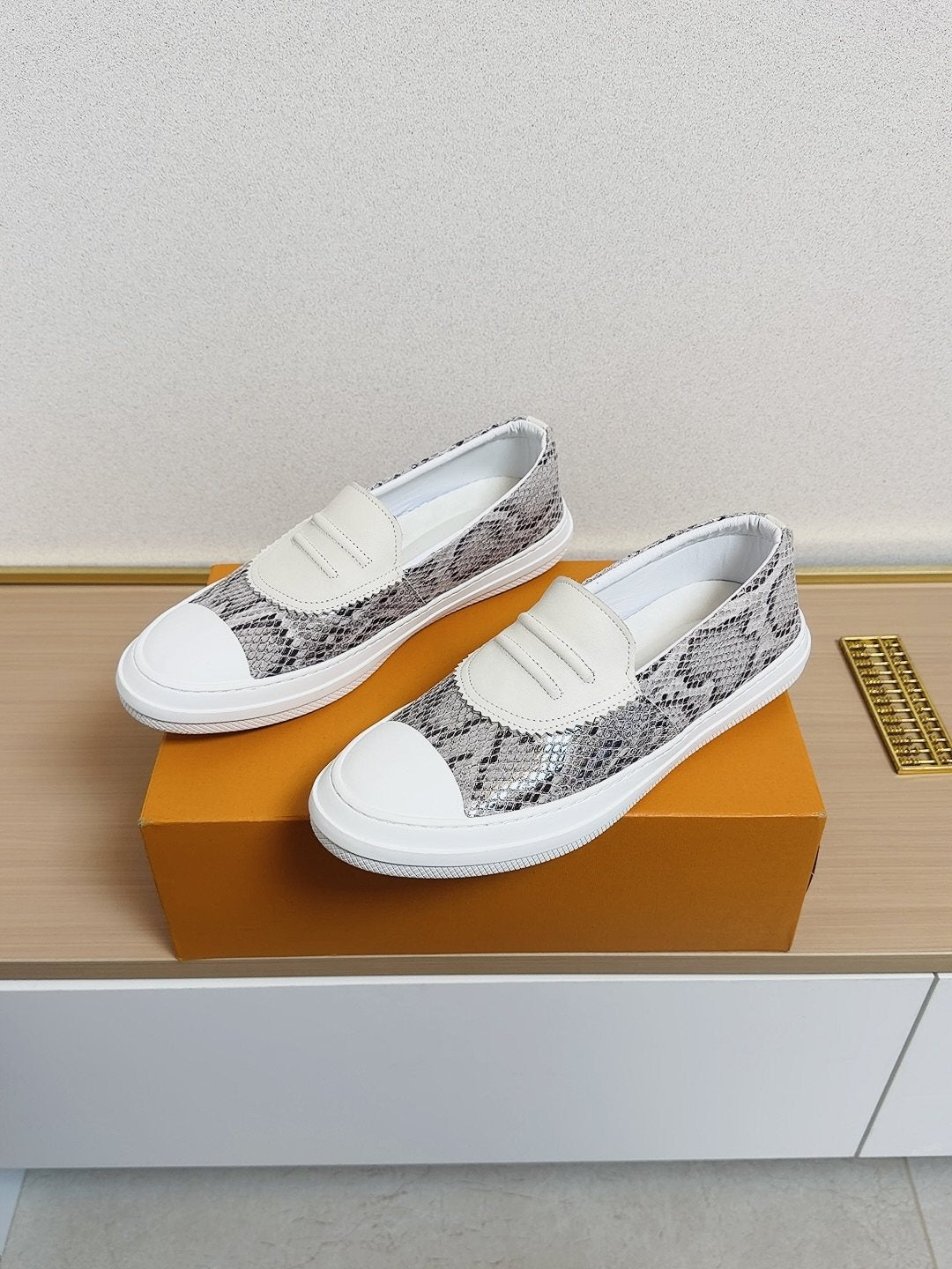 Gucci White-Toe Slip-On Shoes