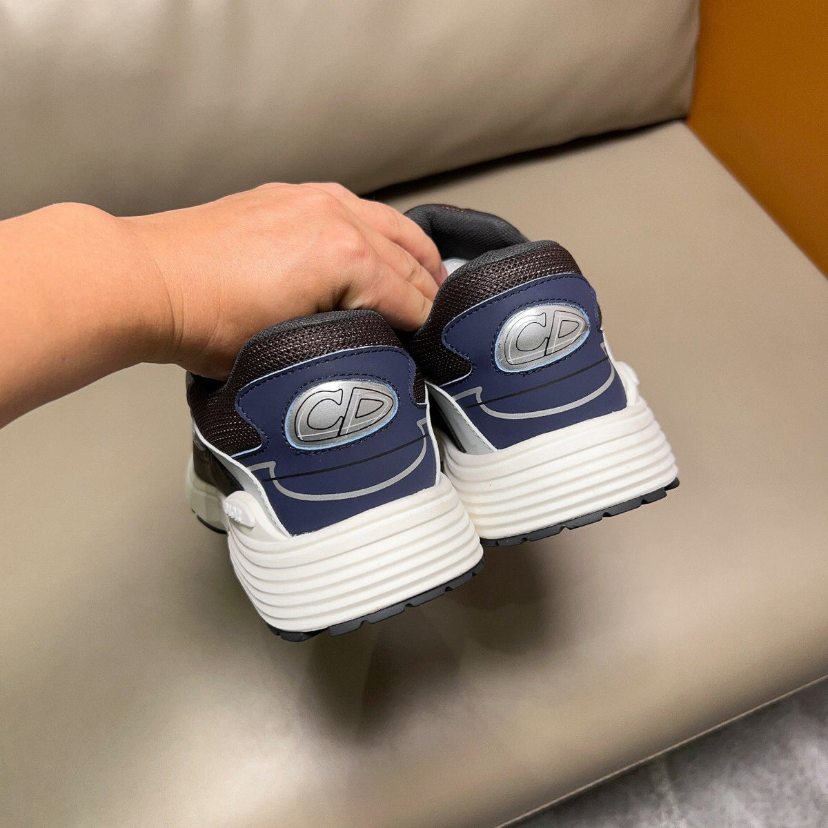 Dior Navy Blue and Charcoal Gray Sneakers