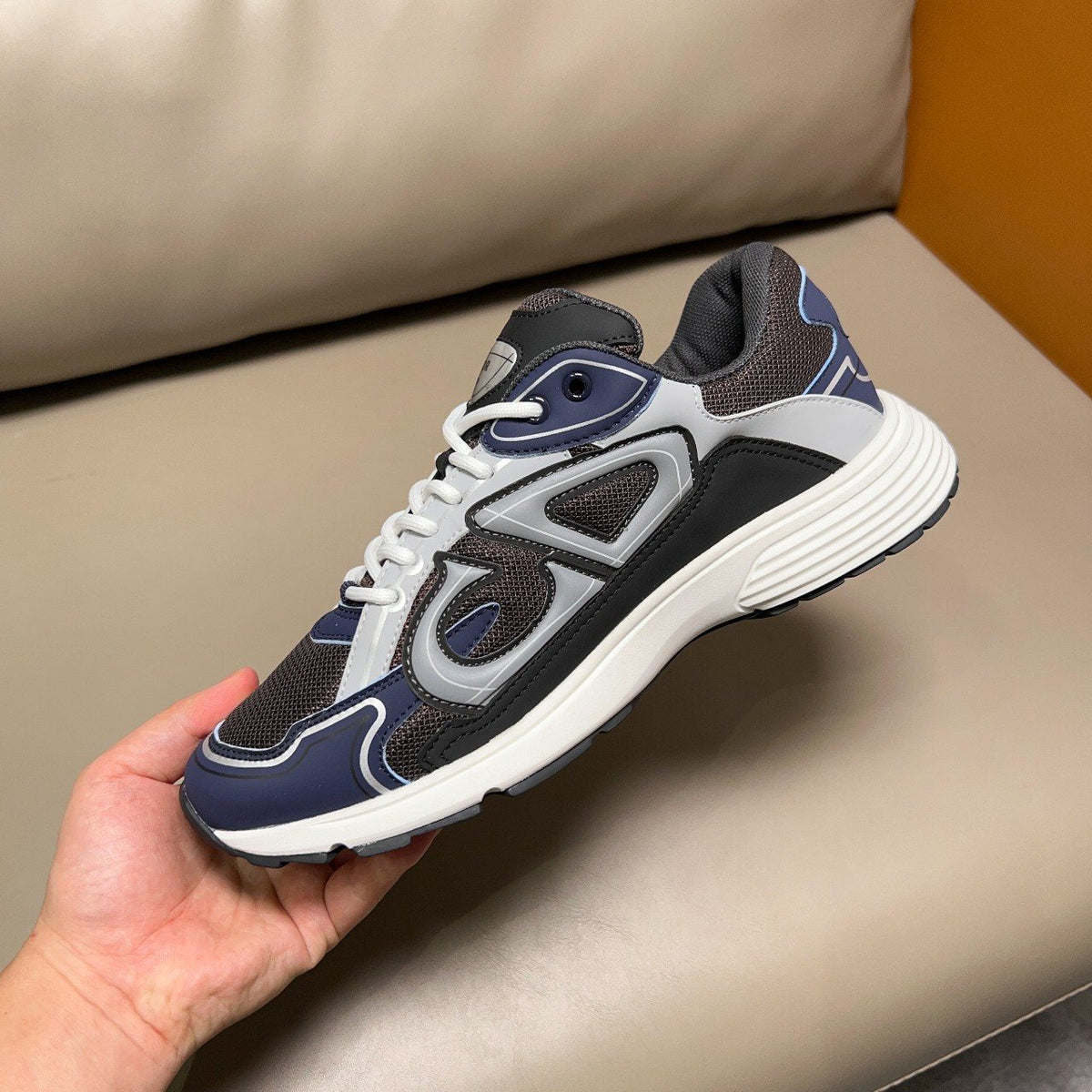 Dior Navy Blue and Charcoal Gray Sneakers