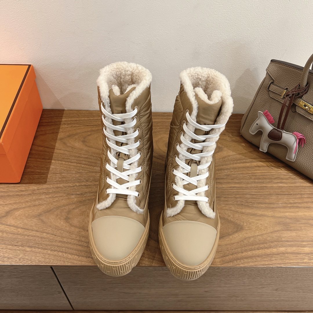Hermès Lace-Up Mid-Calf Boots