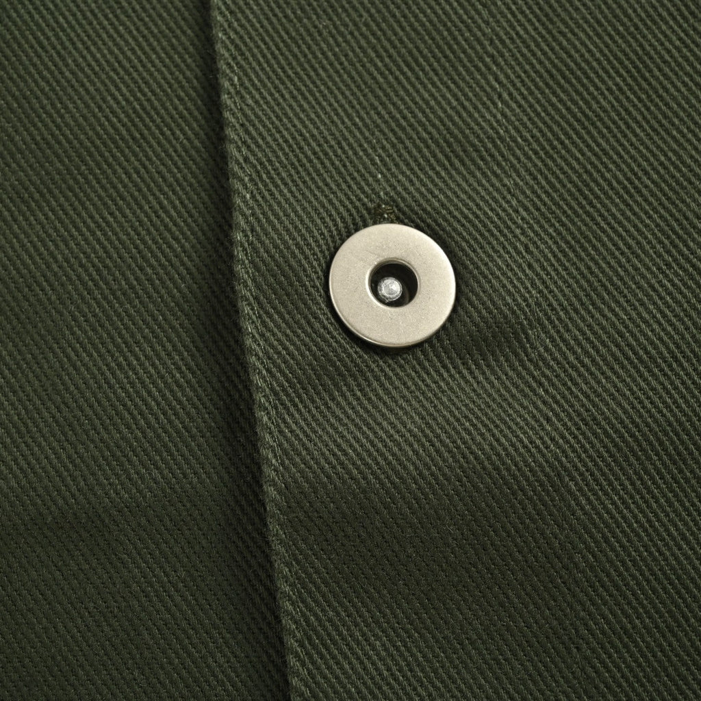 Burberry 25SS Shield Logo Spread Collar Denim Shirt Jacket — Olive