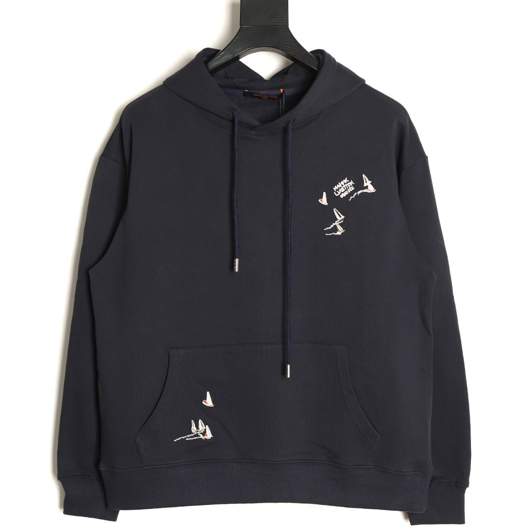 Louis Vuitton Scattered-Motif LV Back Graphic Hoodie - Dark Navy