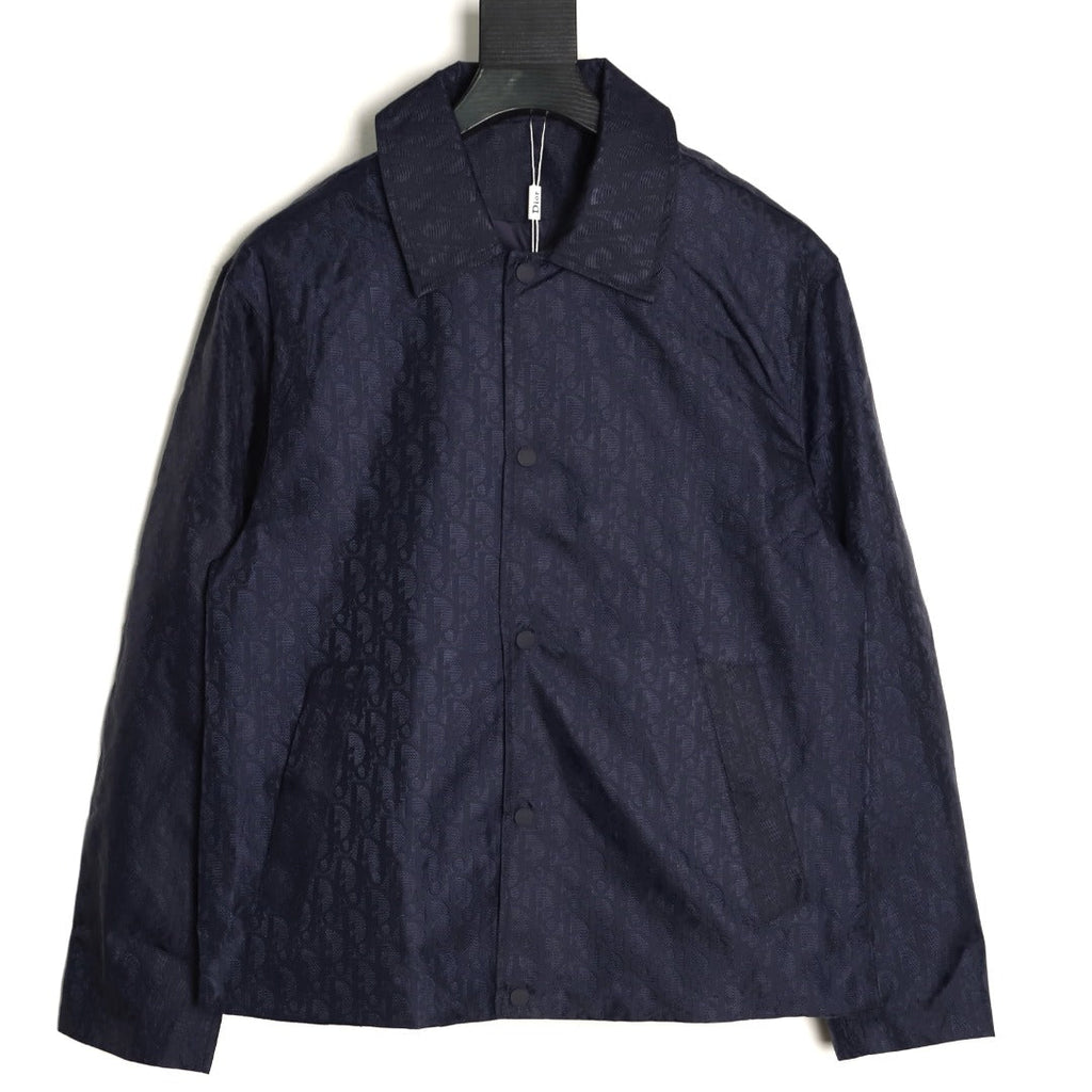 Dior 25SS Navy Allover Jacquard Collared Jacket