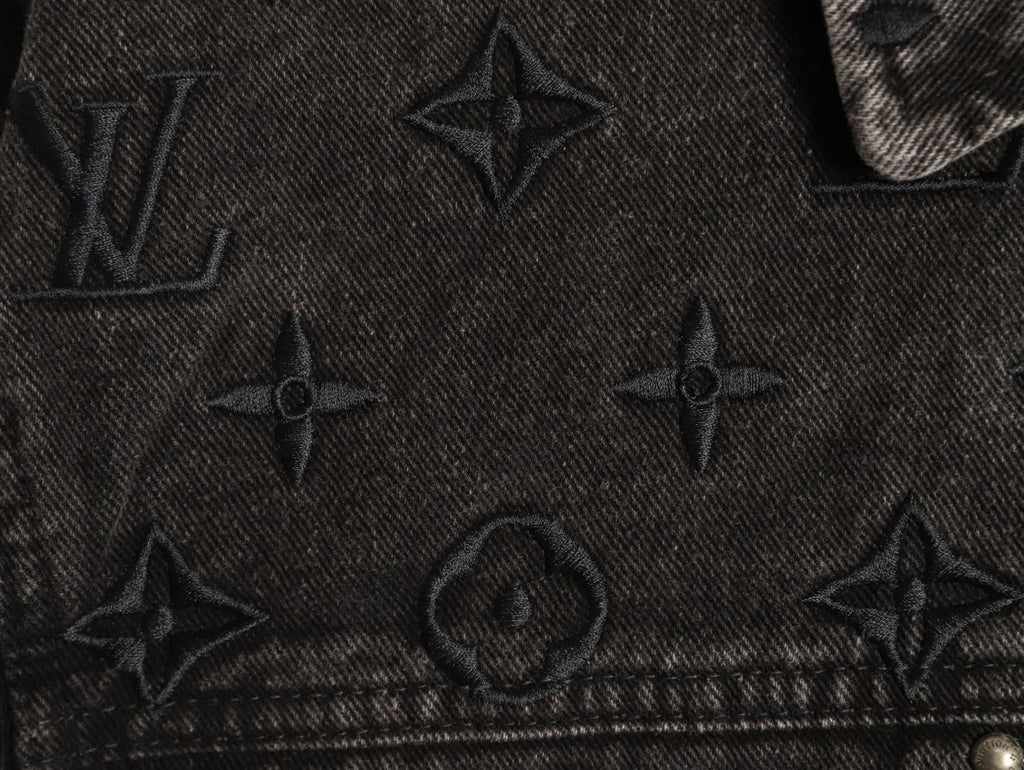 Louis Vuitton Gradient Monogram-Style Denim Jacket - Charcoal and Blue