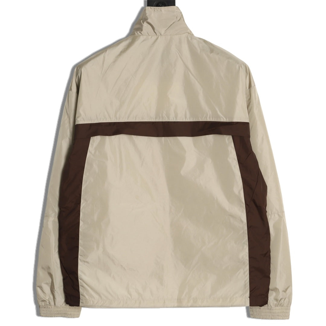Prada Logo-Detail Colorblock Zip Jacket - Beige and Brown