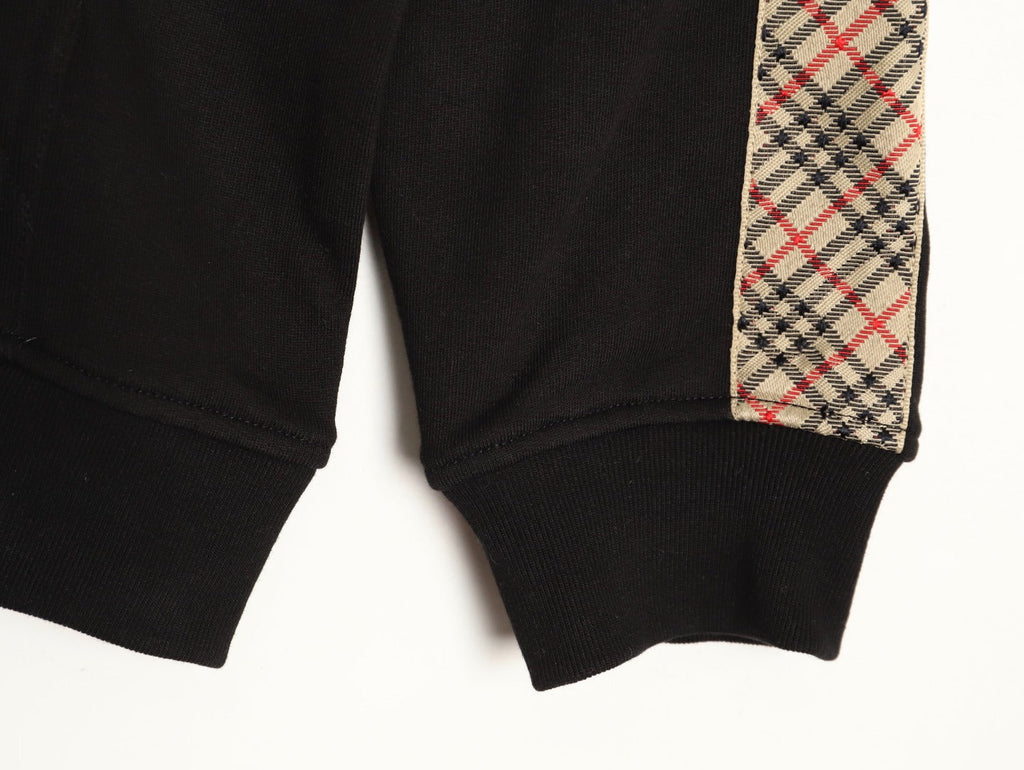 Burberry Check Tape Pullover Hoodie - Black